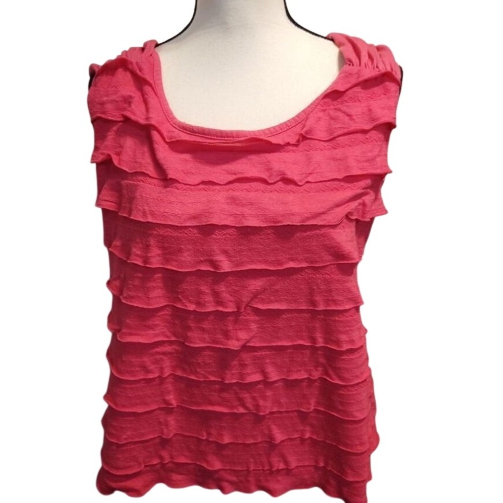 Women's XL Pink Ruffle Blouse New Directions Top RN 31104